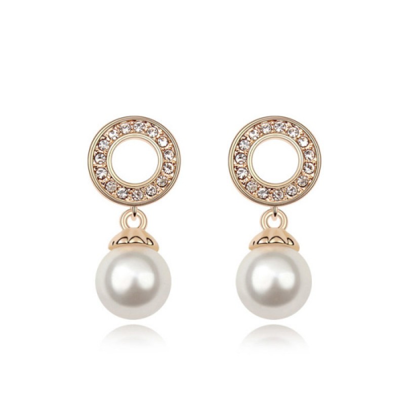 Playful Princess White, Champagne Pearl Stud Earrings